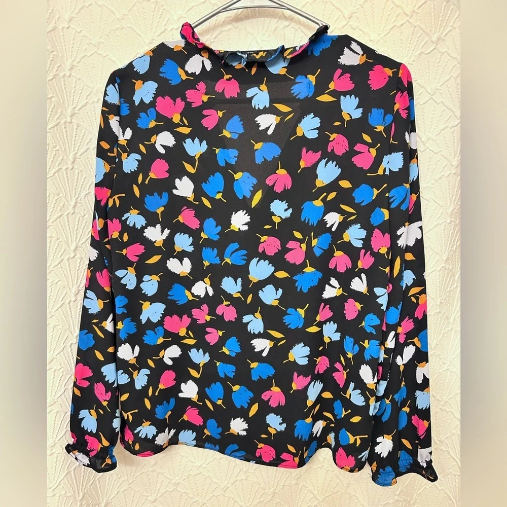 J. Crew Women's Colorful Floral Blouse - Black, Blue, Pink